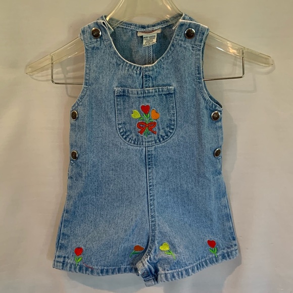 Baby Solid Color Blue Denim Romper